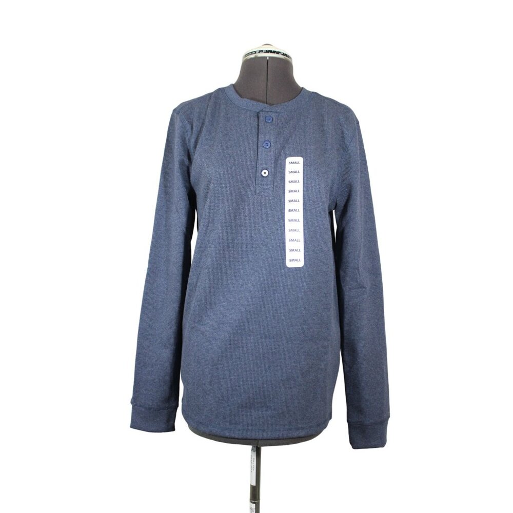 Member's Mark men's waffle knit long sleeve thermal Henley‎ shirt S
